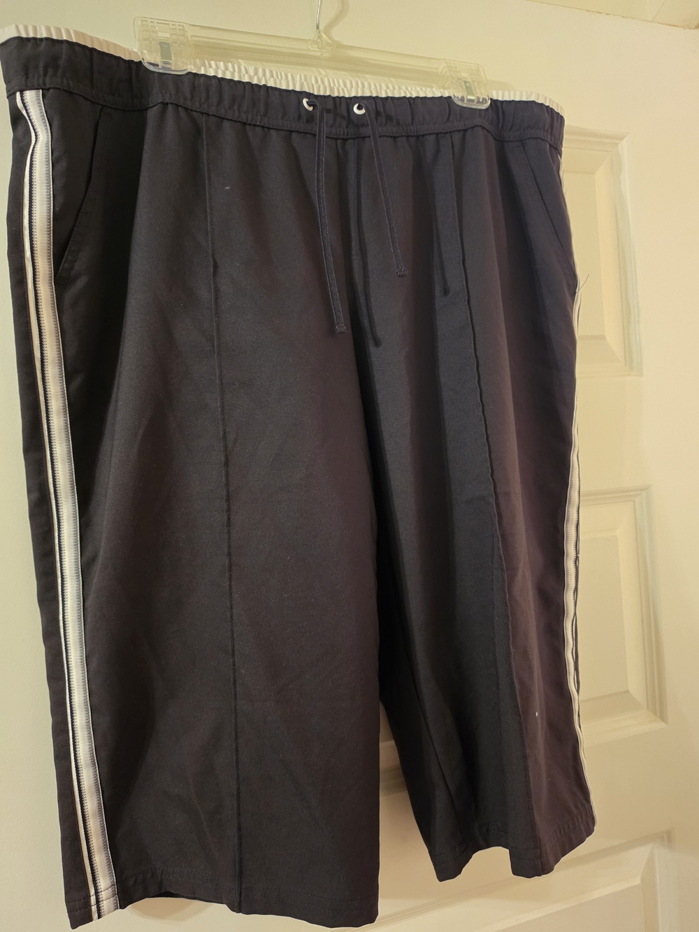 Made for Life Black cropped Capris with White Side Stripes